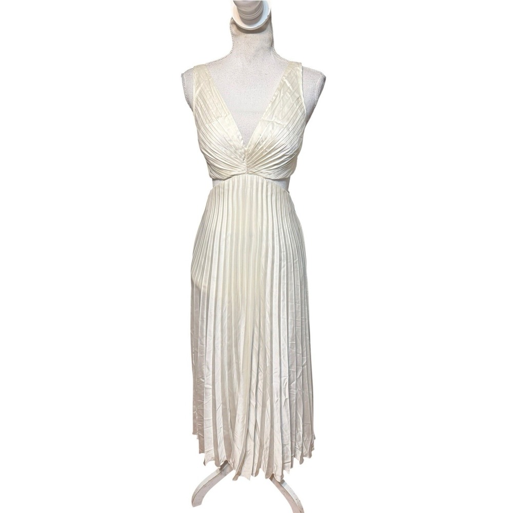 Abercrombie & Fitch Giselle Pleated Cutout Maxi Dress Size XS White - Picture 2 of 5